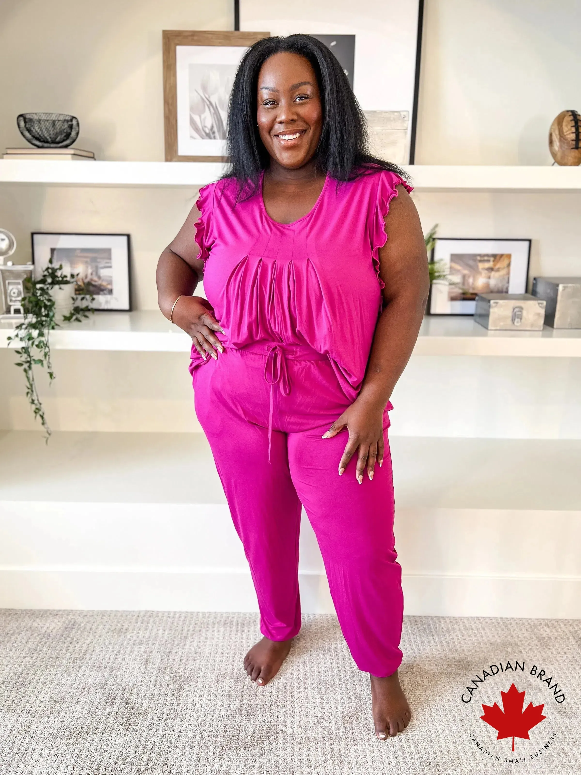 🍓 PJ Flutter Jogger Set Bamboo | Wildberry 🍓