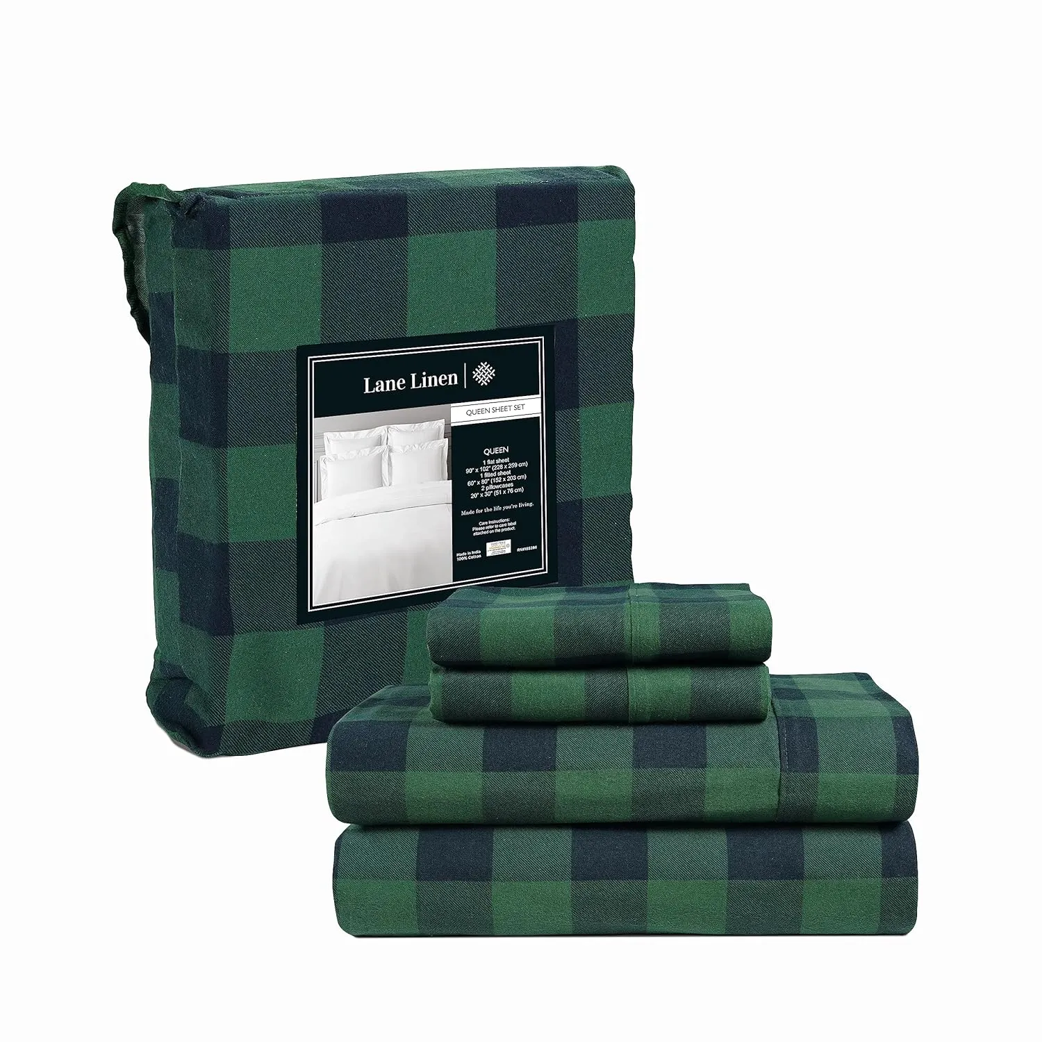 100% Cotton Flannel Sheets Set - Queen Size Flannel Sheets, 4-Piece Luxury Bed