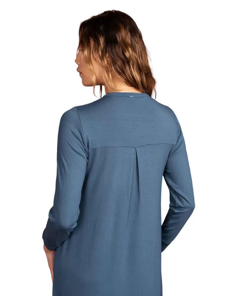 1104 Bow Emblem Steel Blue Pull On Nightgown