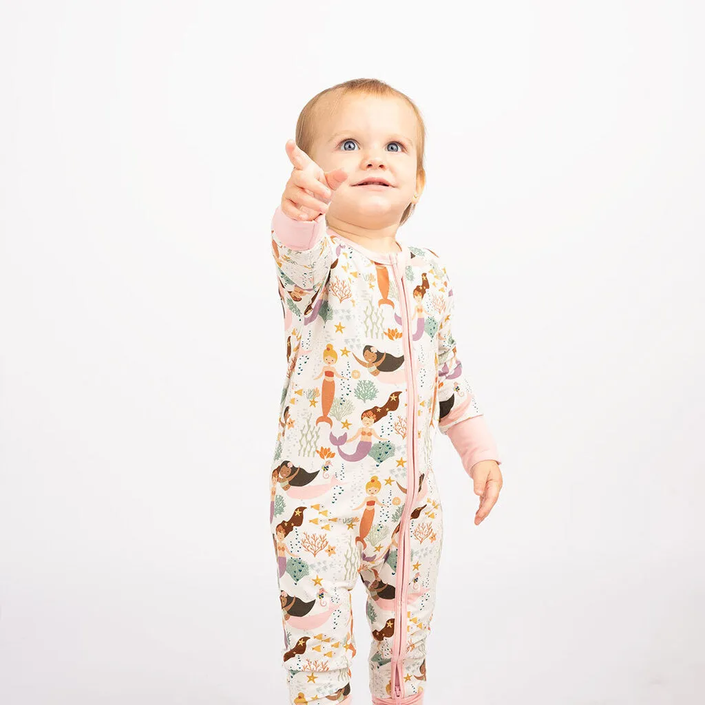 18-24 M Mermaid Zip Up Convertible Footie Pajamas