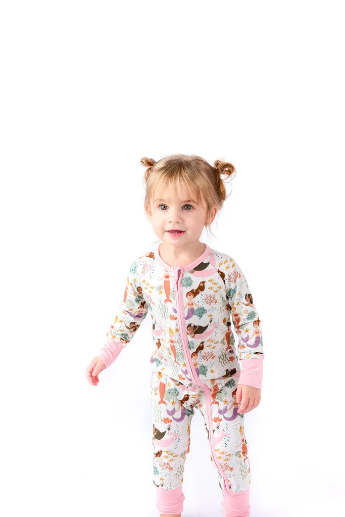 18-24 M Mermaid Zip Up Convertible Footie Pajamas