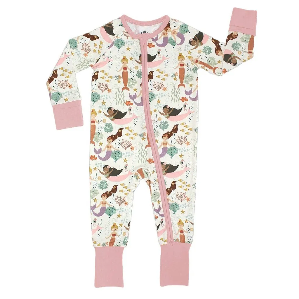 18-24 M Mermaid Zip Up Convertible Footie Pajamas