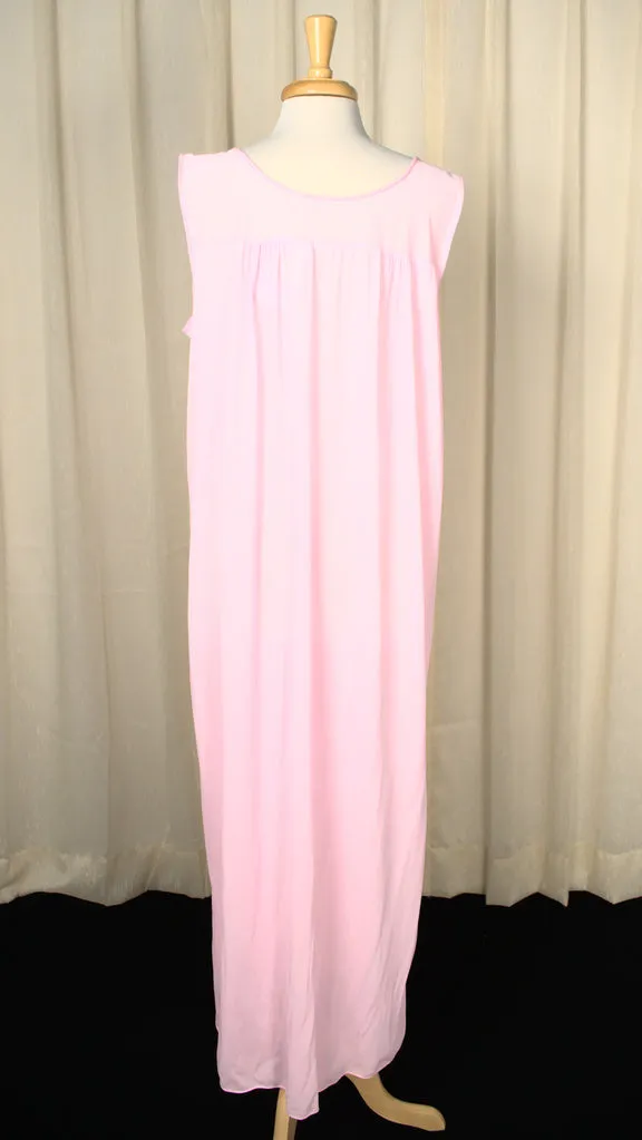 1960s Pink Emb Night Gown
