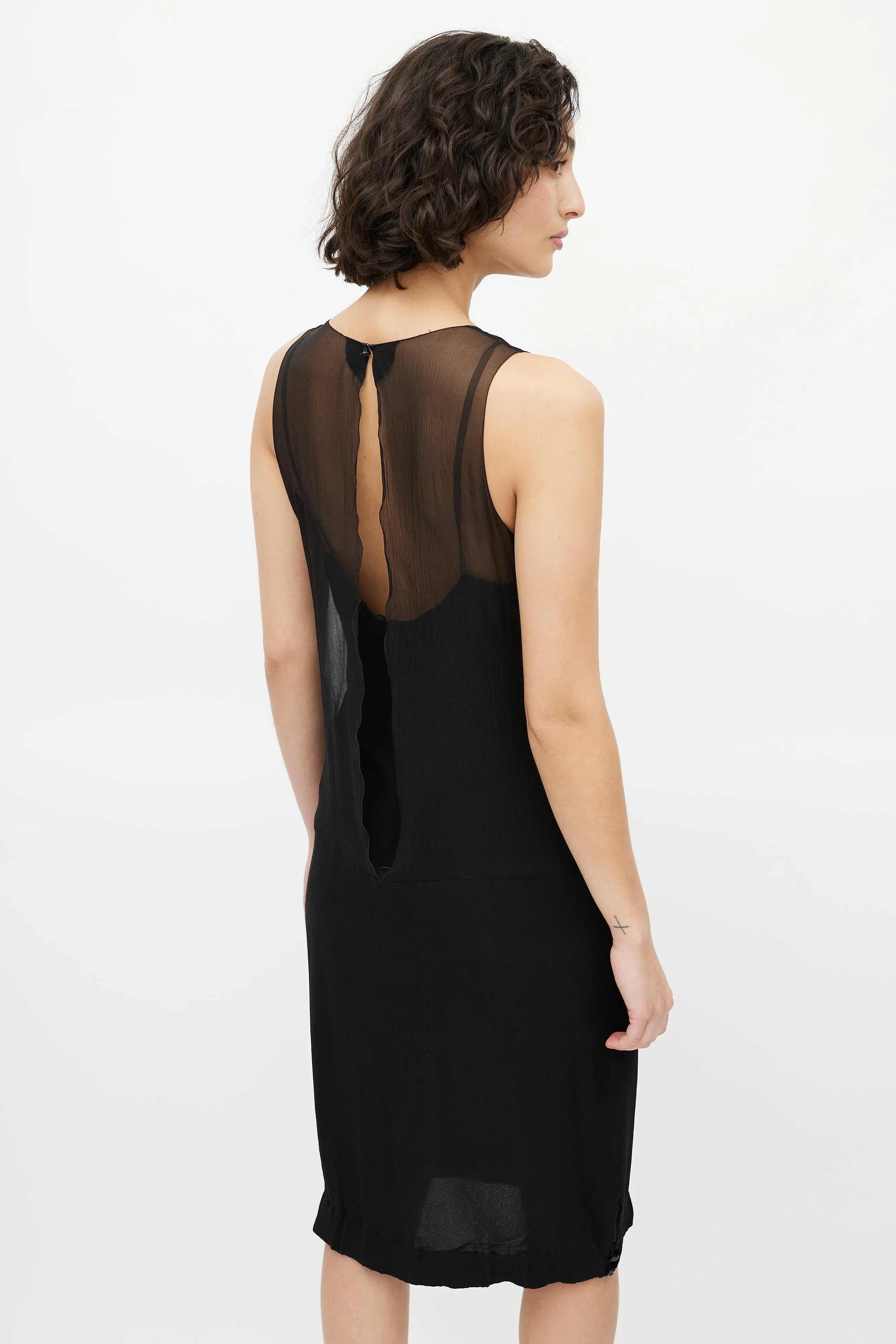 1990s Silk Layered Embellished Dress