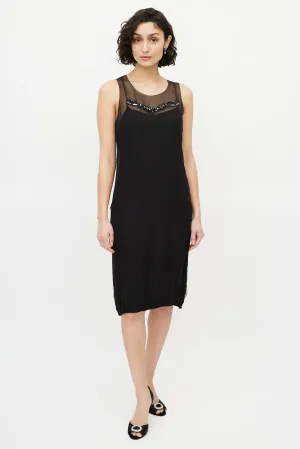 1990s Silk Layered Embellished Dress