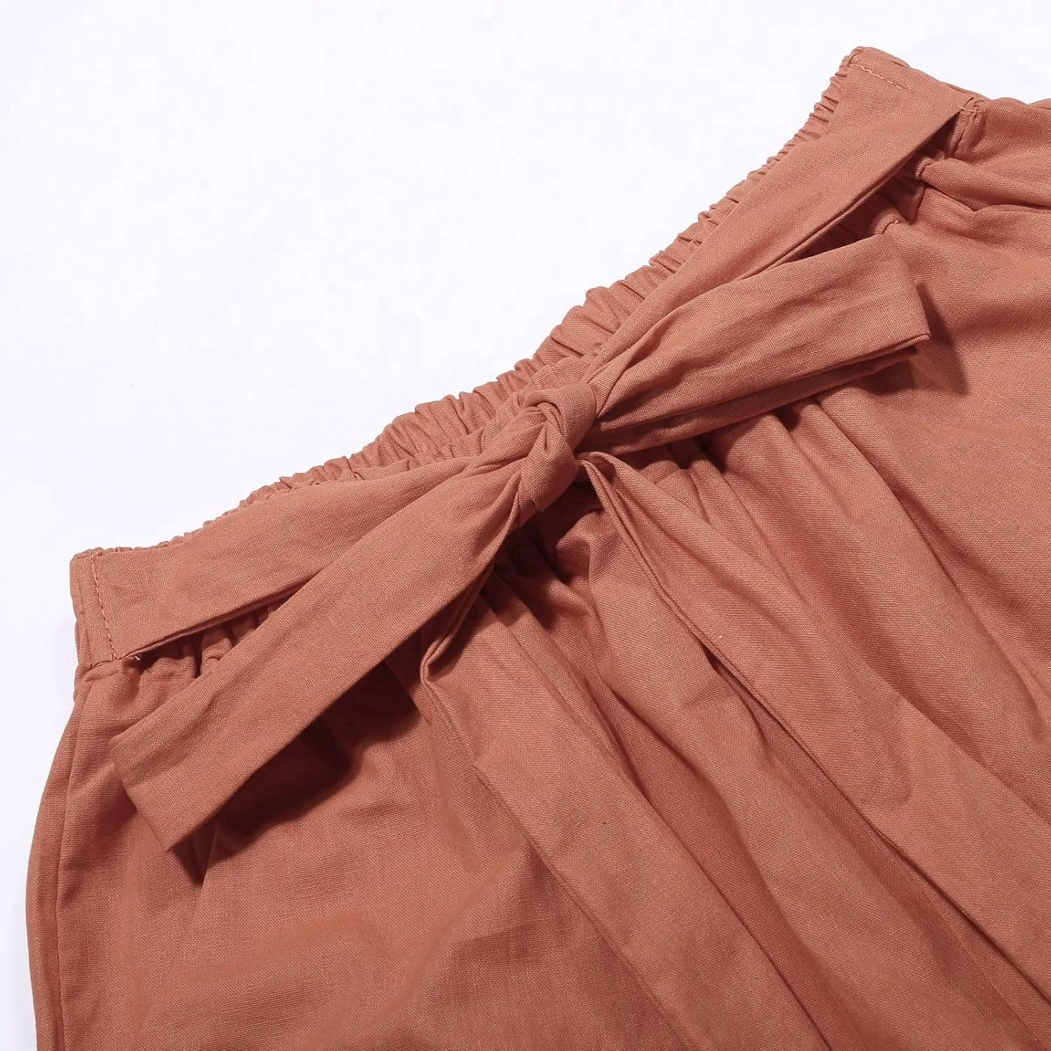 2 Piece Linen Sets for Women Linen Short Sleeve Top and Wide Leg Pants Lounge Matching Tracksuits Trendy Clothes