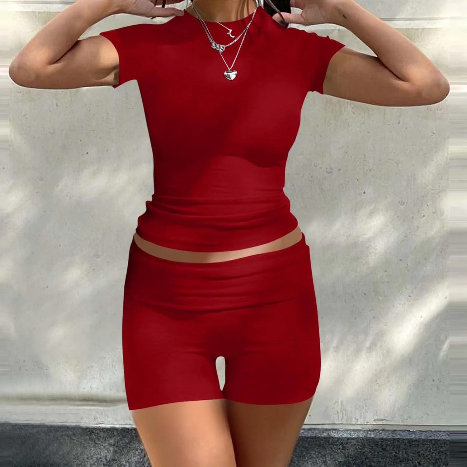 2 Piece Loungewear Sets for Women Short Sleeve and Shorts Set Summer Homewear Soft Lounge Set Pajamas Matching Sets