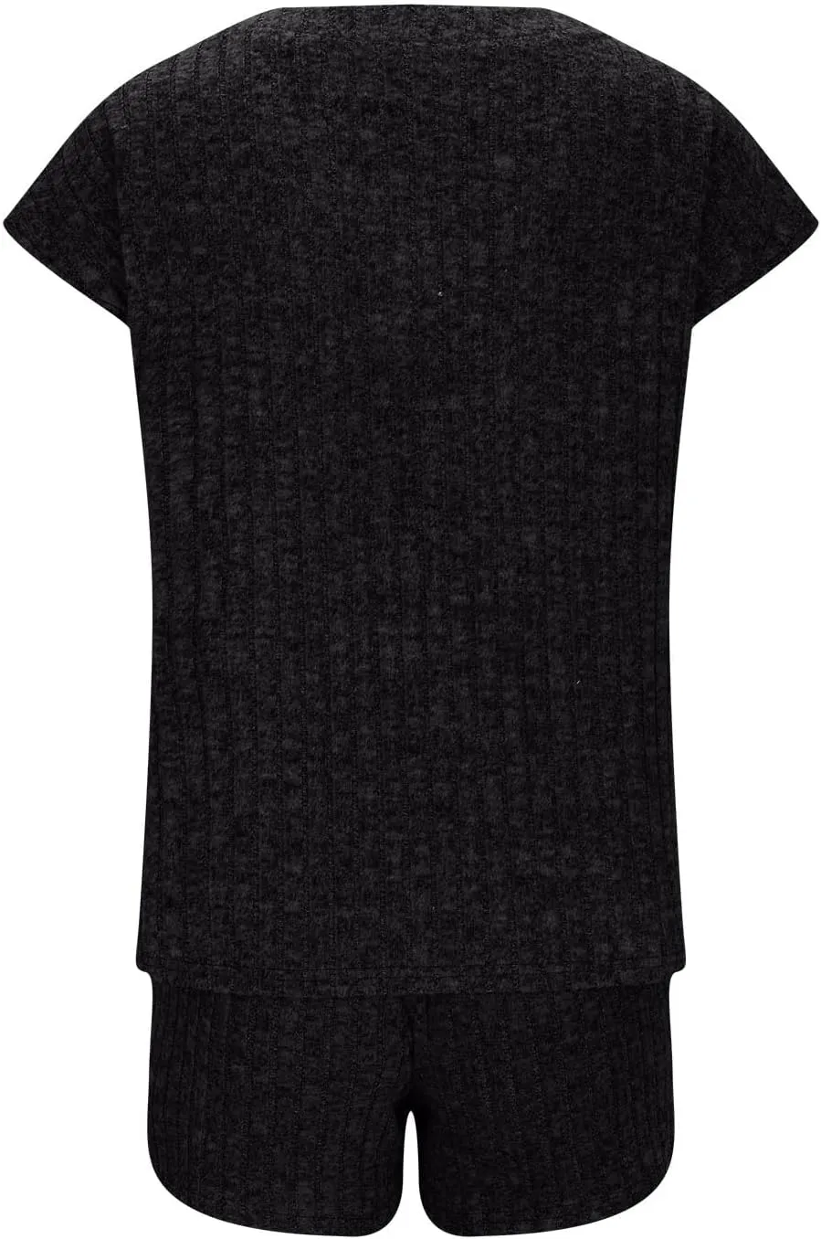 2 Piece Outfits for Women Lounge Knit Sets V Neck Button Down Short Sleeve Top Elastic Waist Shorts Comfy Casual Sets