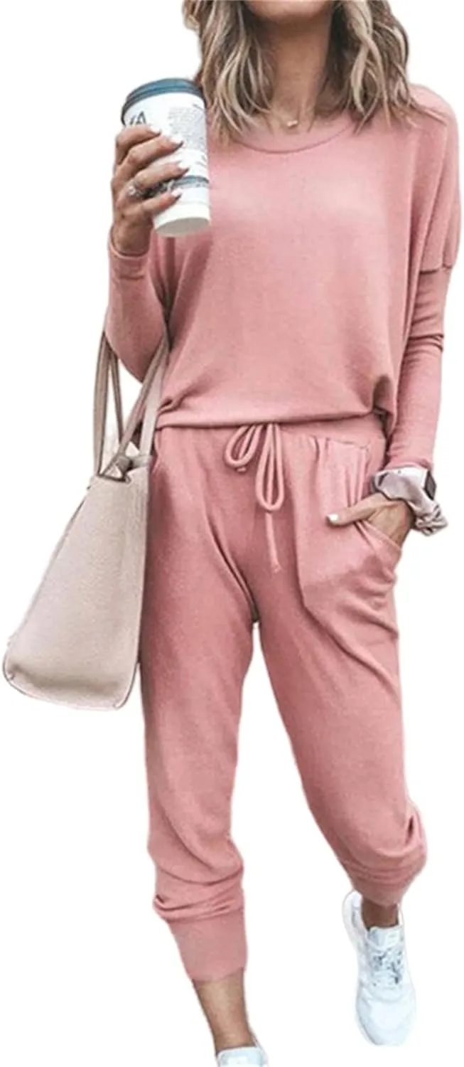 2 Piece Sets for Women 2024 Casual Long Sleeve Sweatsuits with Drawstring Suits Loose Outfits Tracksuits