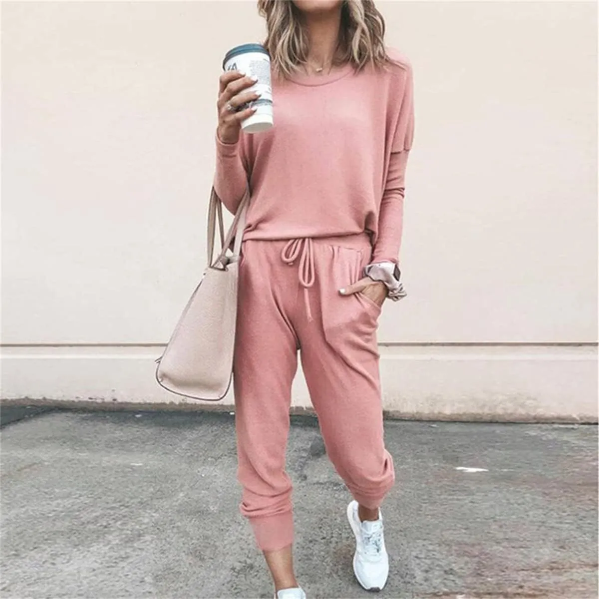 2 Piece Sets for Women 2024 Casual Long Sleeve Sweatsuits with Drawstring Suits Loose Outfits Tracksuits