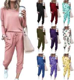 2 Piece Sets for Women 2024 Casual Long Sleeve Sweatsuits with Drawstring Suits Loose Outfits Tracksuits