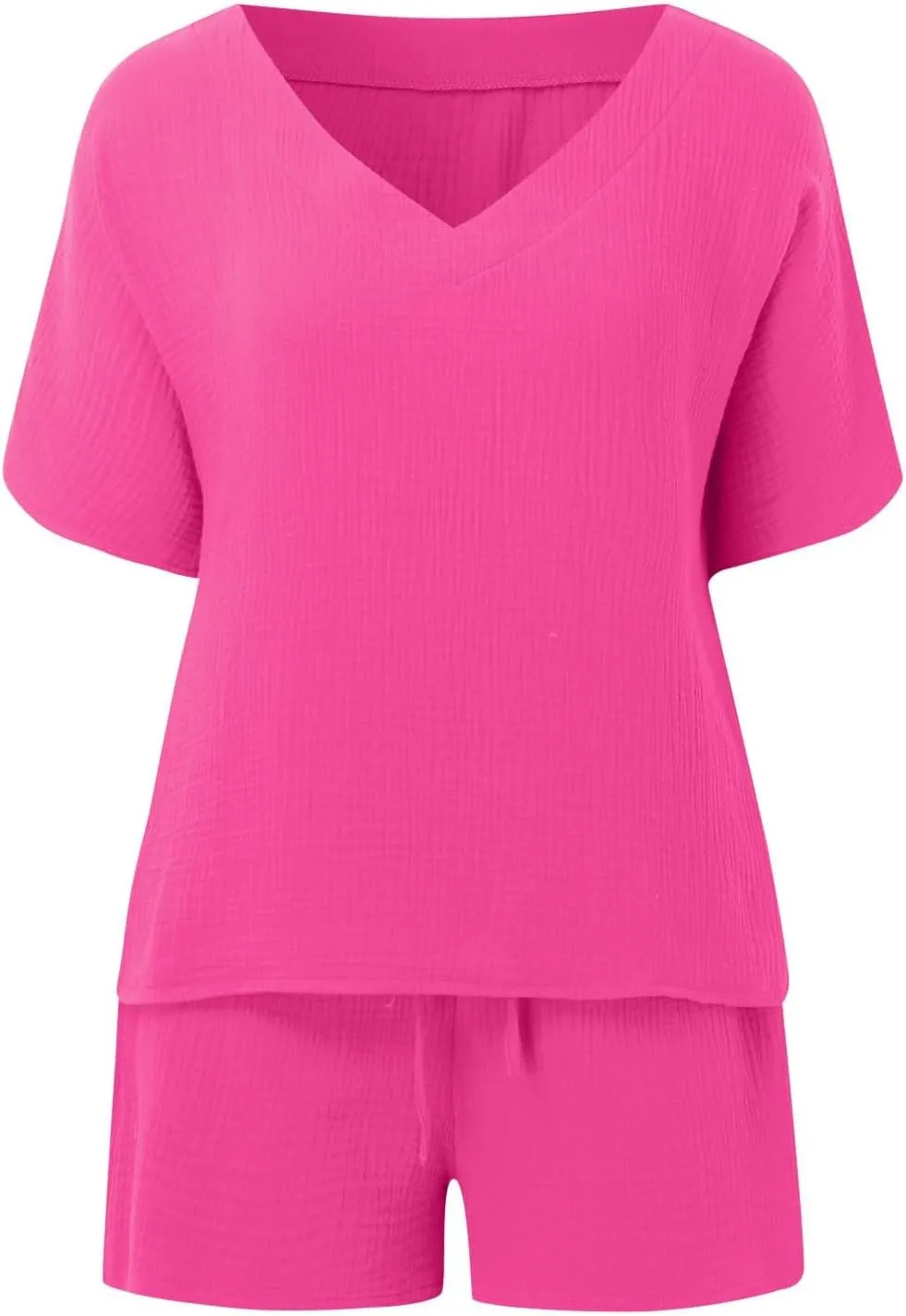 2 Piece Sets for Women Shorts Sweatsuit Outfits Short Sleeve V Neck T Shirts Drawstring Matching Set with Pockets