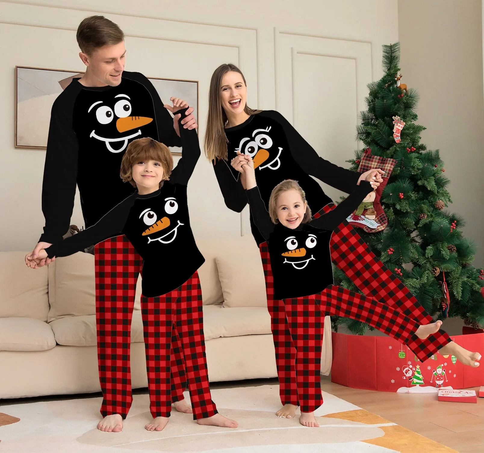 2023 Christmas Father Mother Kids Family Matching Pajamas Outfits Tops Pants Plaid Mommy Daughter Dad Son Xmas Pyjamas Clothes