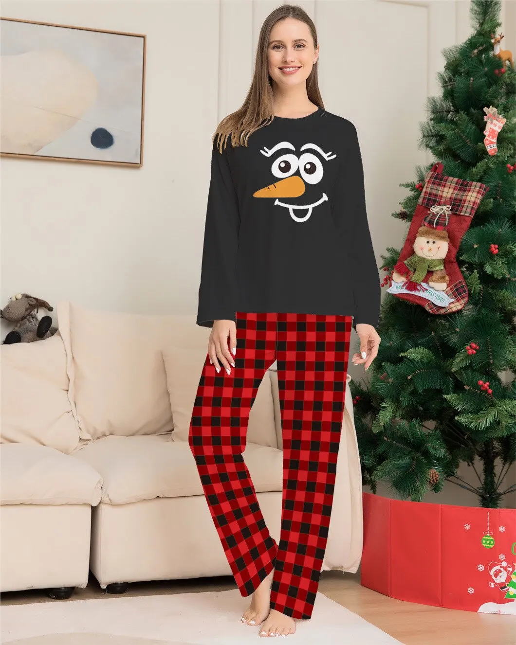 2023 Christmas Father Mother Kids Family Matching Pajamas Outfits Tops Pants Plaid Mommy Daughter Dad Son Xmas Pyjamas Clothes