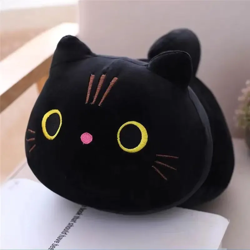 25CM Lovely Cartoon Cat Dolls Stuffed Soft Animal Kitten Plush Pillow Toys Kawaii White Black Cat Gift for Boys Girls