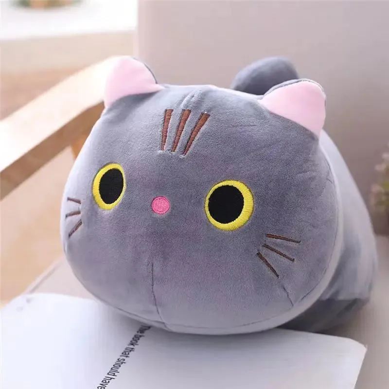 25CM Lovely Cartoon Cat Dolls Stuffed Soft Animal Kitten Plush Pillow Toys Kawaii White Black Cat Gift for Boys Girls
