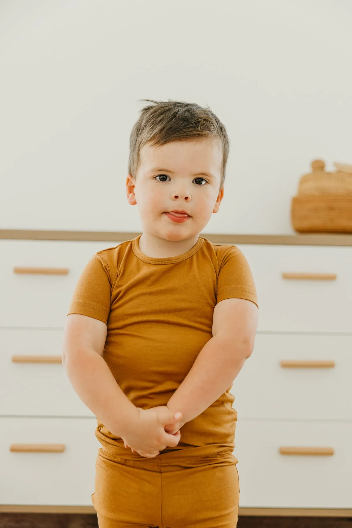 2pc Short Sleeve Pajama Set - Camel