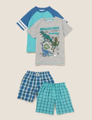 2pk Cotton Dinosaur Short Pyjama Sets