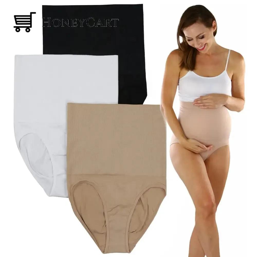3-Pack: ToBeInStyle Women's High Waist Over The Bump Maternity Underwear