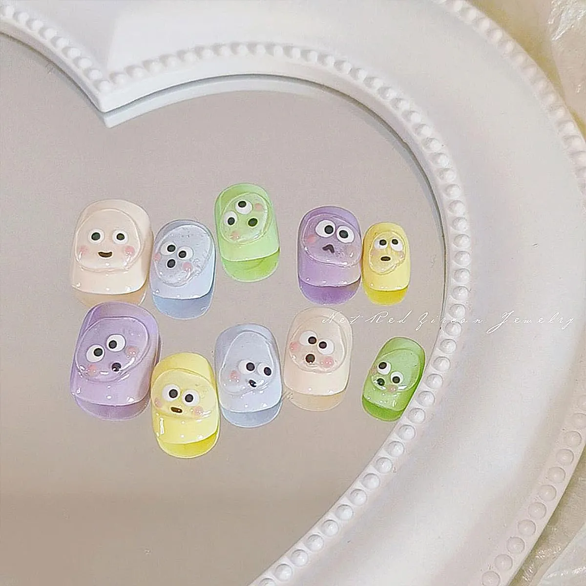 3 Sheets Cute Nail Stickers Nail Stickers Kawaii Anime 5d Nail Decals Cute Big Mouth Cartoon Small Nail Stickers for Nail Art DIY Nail Decorations for Women and Girls Nail Accessories