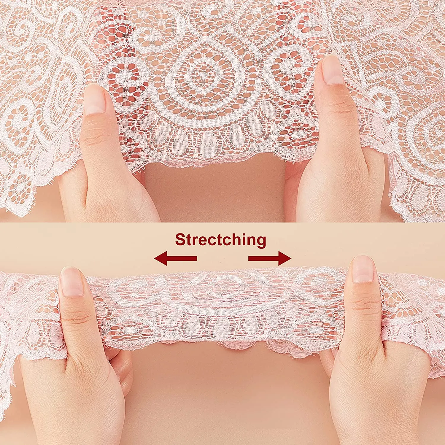 35 Yards 6.8 Wide Fabric Lace Ribbon Elastic Lace Trim for Headbands Garters Wedding Bouquet Making - 15 Colors, 1 Yard Per Color