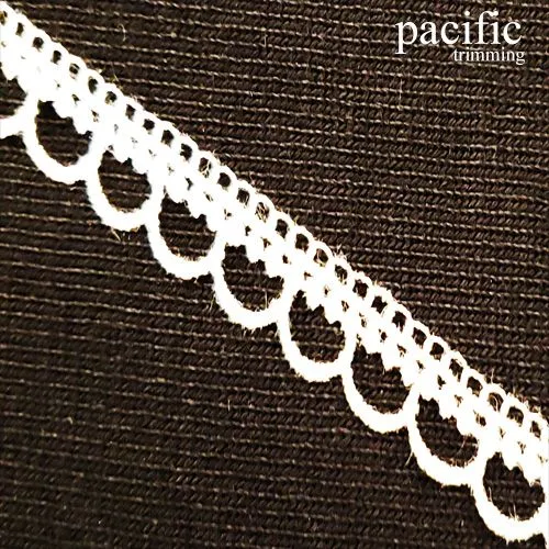 3/8" White Polyester Lace Trim: LA0X6046