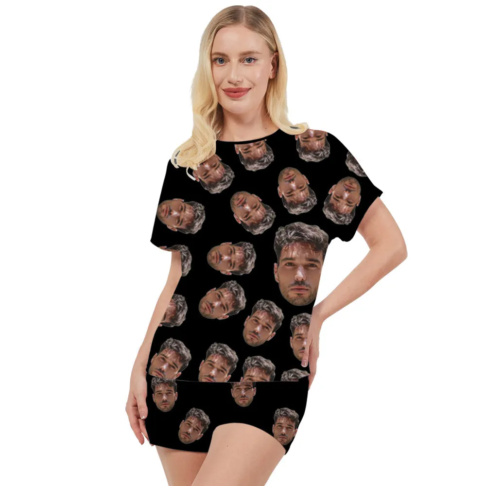 4FunGift® Custom Face Women's Black Pajama Set