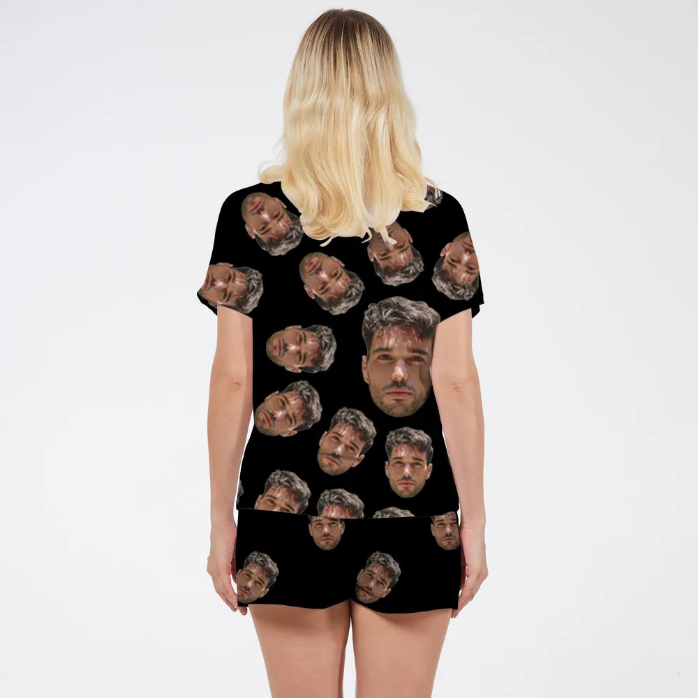 4FunGift® Custom Face Women's Black Pajama Set