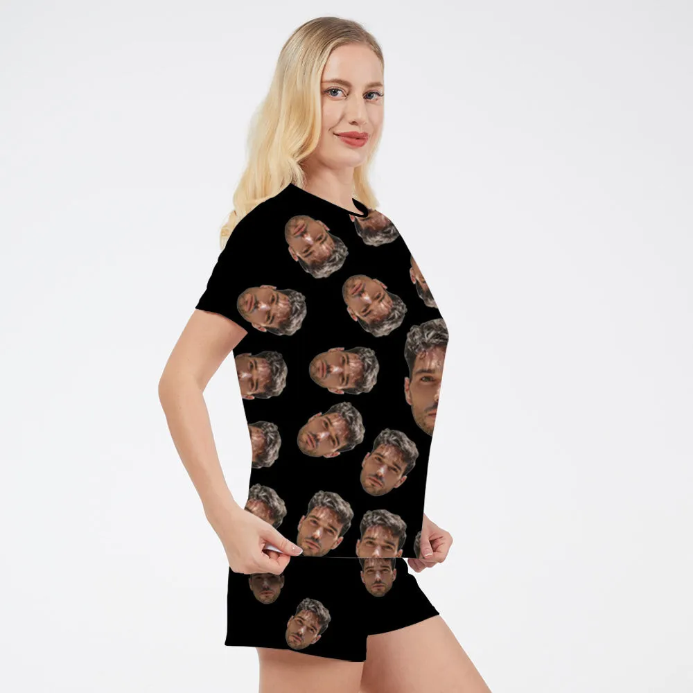 4FunGift® Custom Face Women's Black Pajama Set