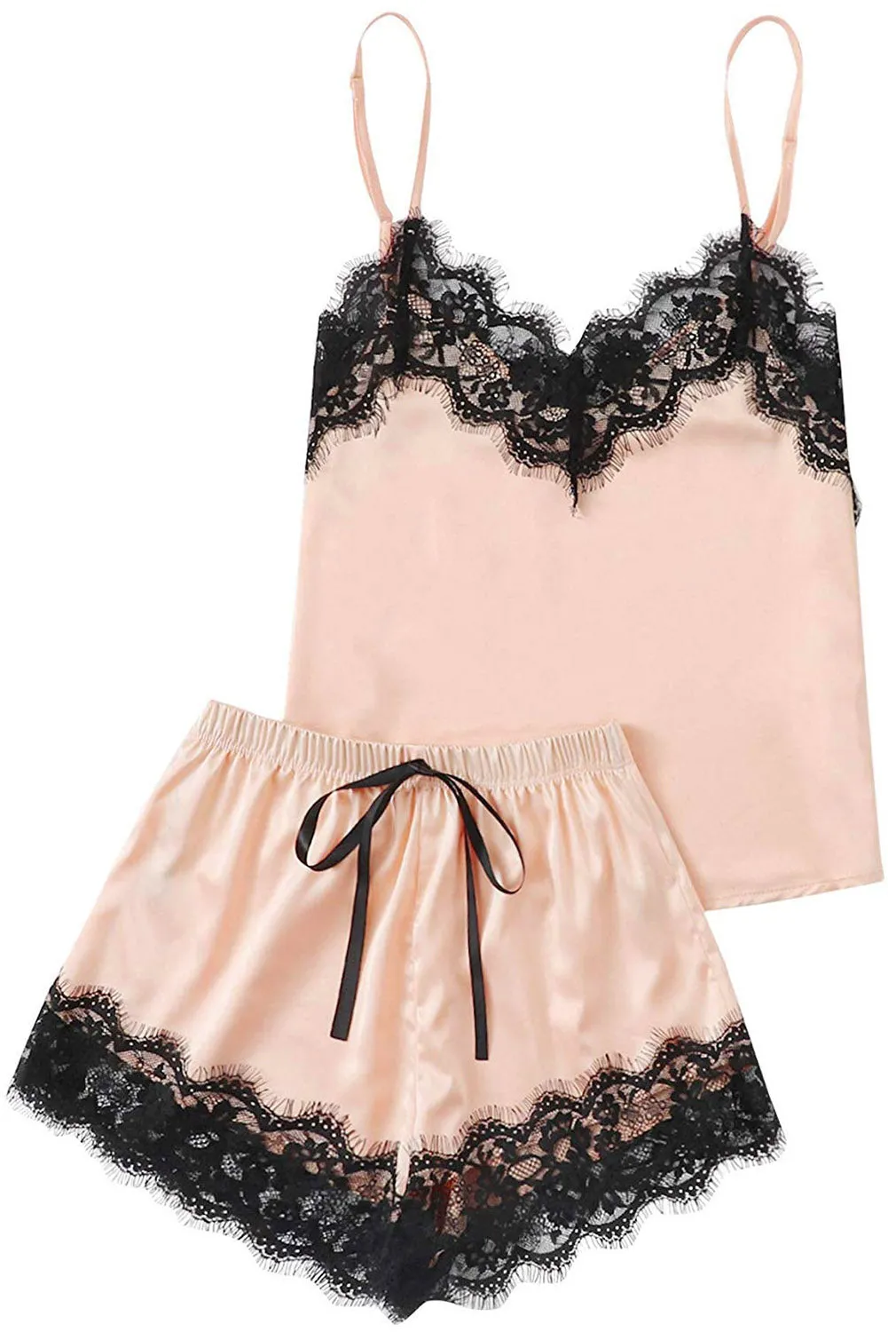 5-Piece Lace Trimmed Satin Sleepwear Set