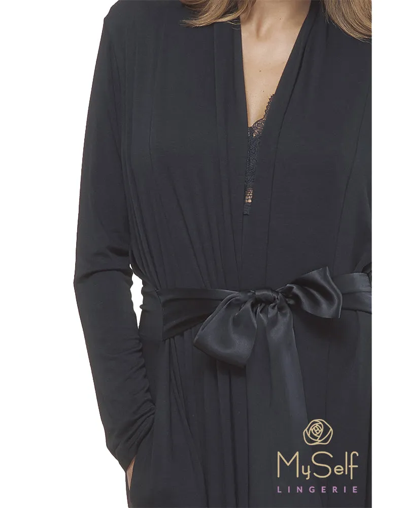 621 Black Modal Long Morning Robe
