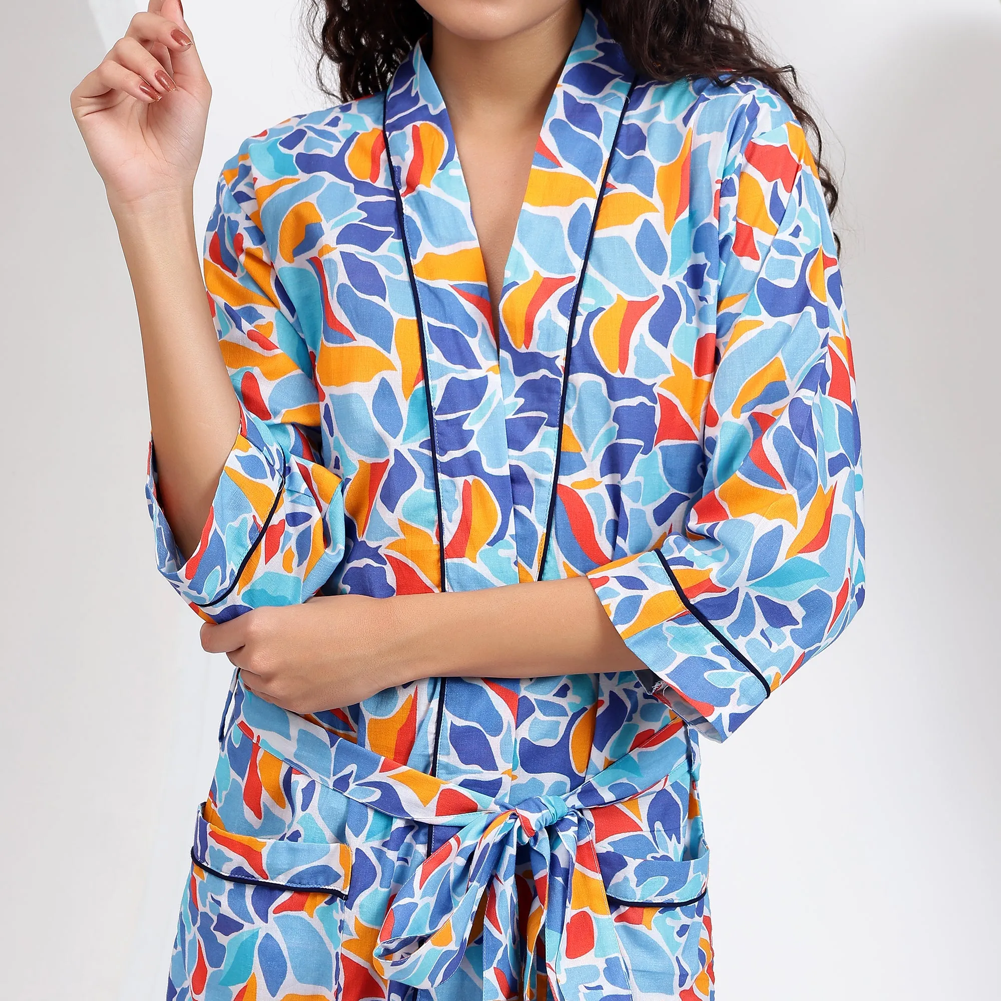 Abstract Cotton Robes for Women | Artistic Design & Comfort