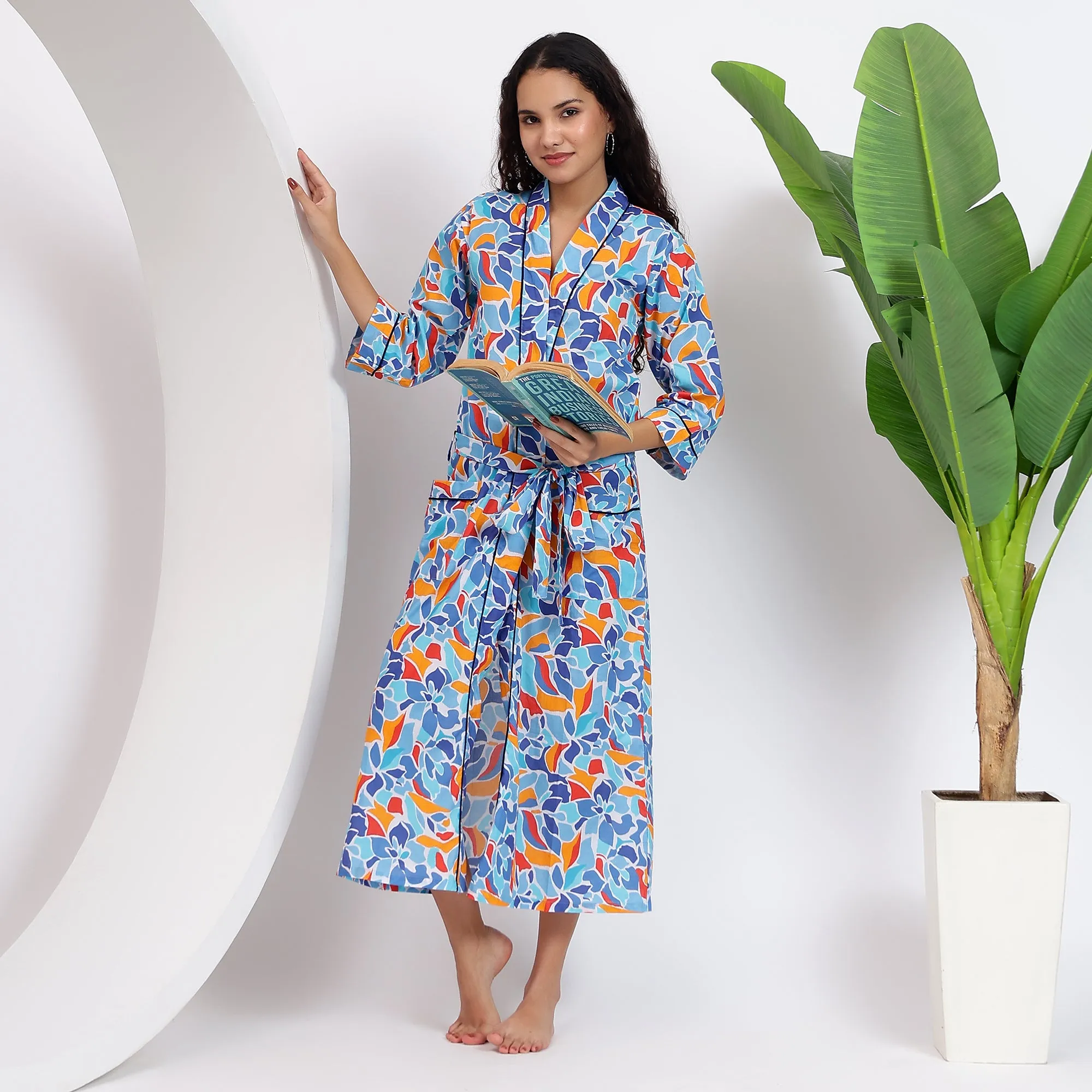 Abstract Cotton Robes for Women | Artistic Design & Comfort