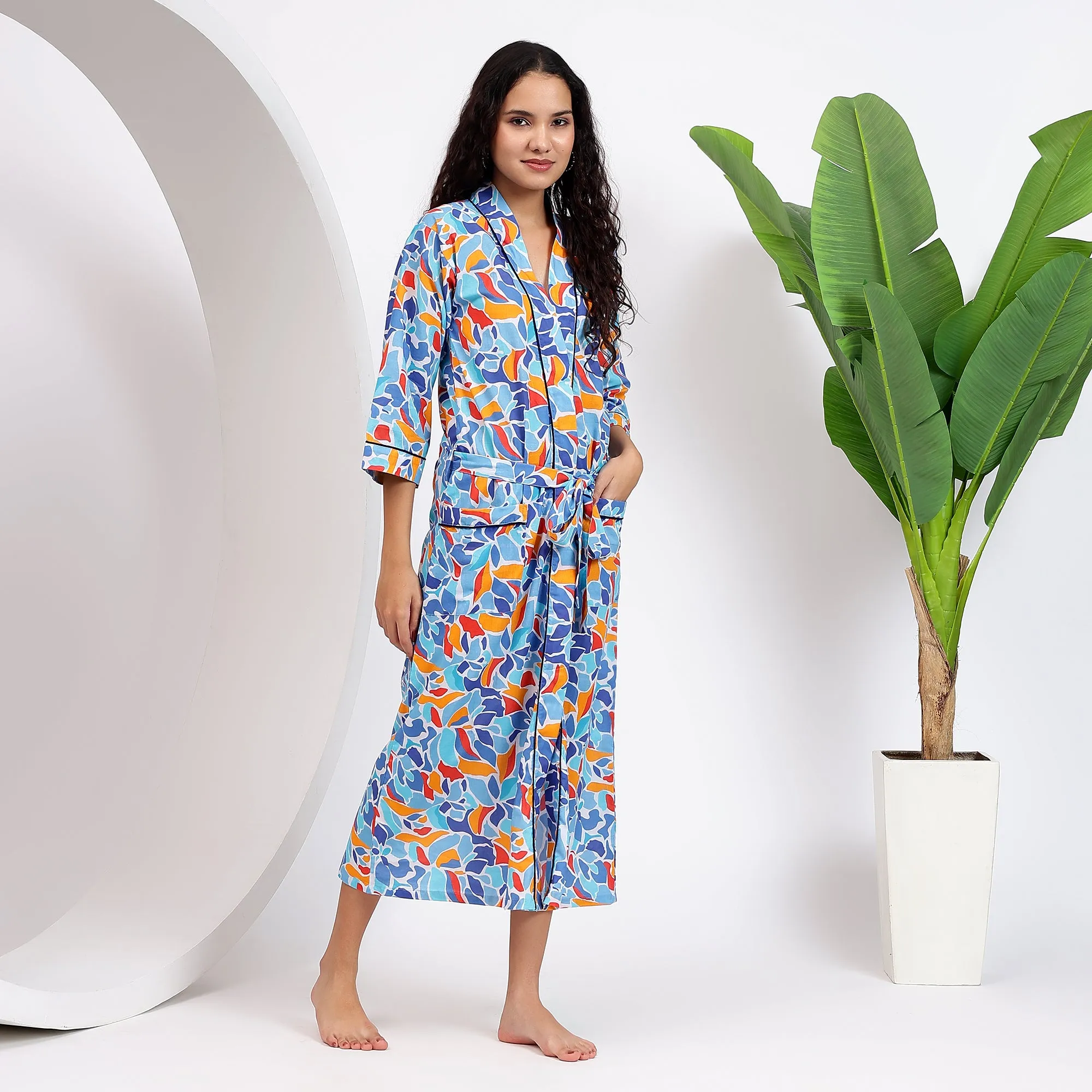 Abstract Cotton Robes for Women | Artistic Design & Comfort
