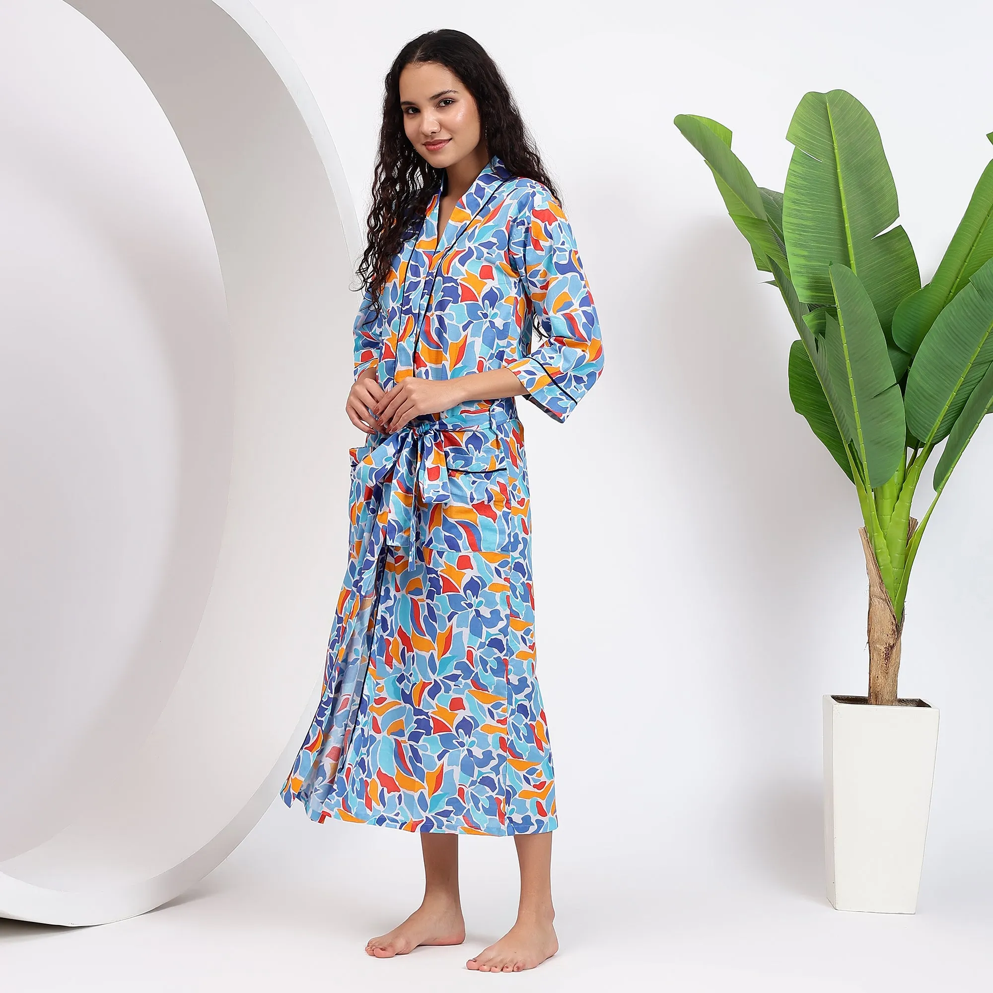 Abstract Cotton Robes for Women | Artistic Design & Comfort