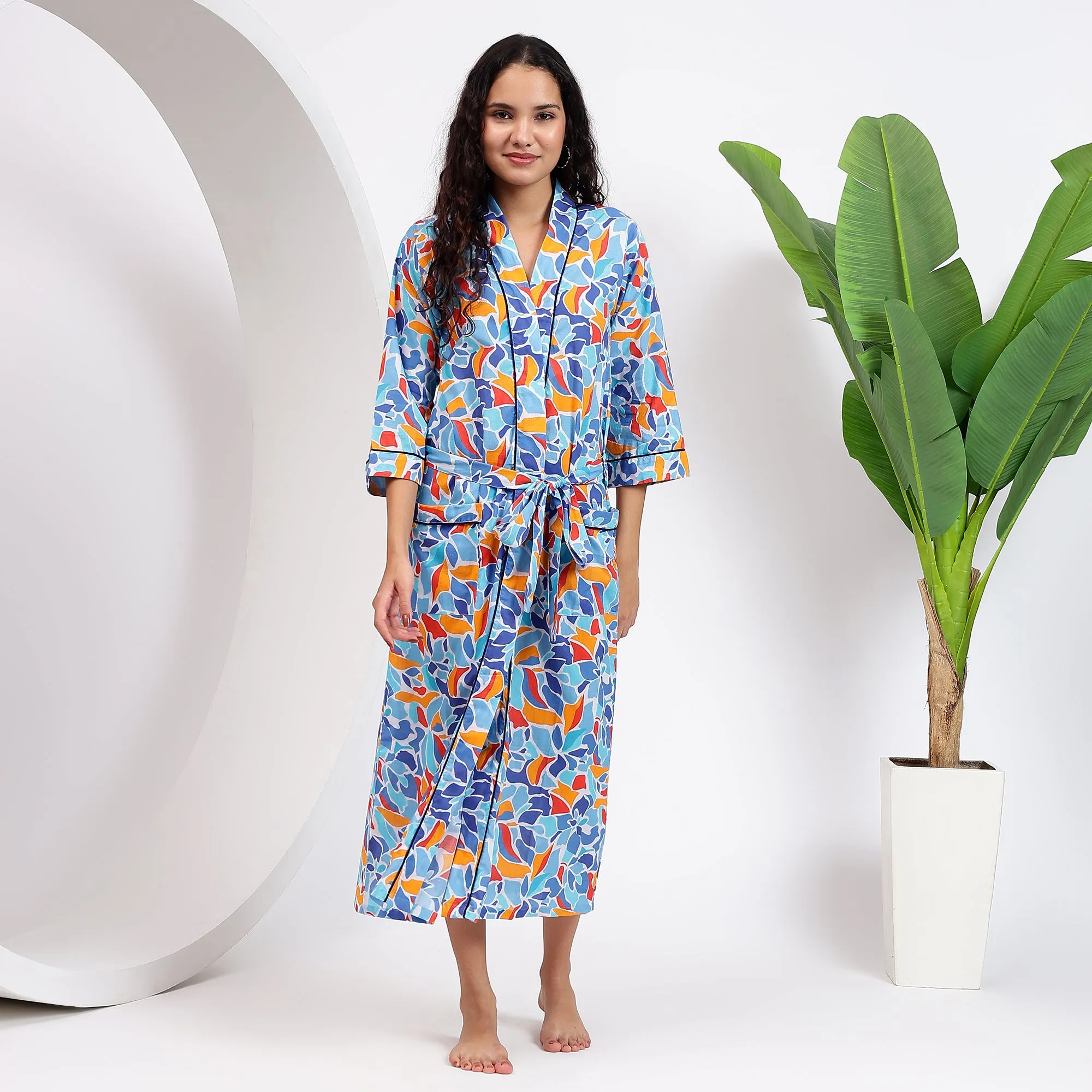 Abstract Cotton Robes for Women | Artistic Design & Comfort