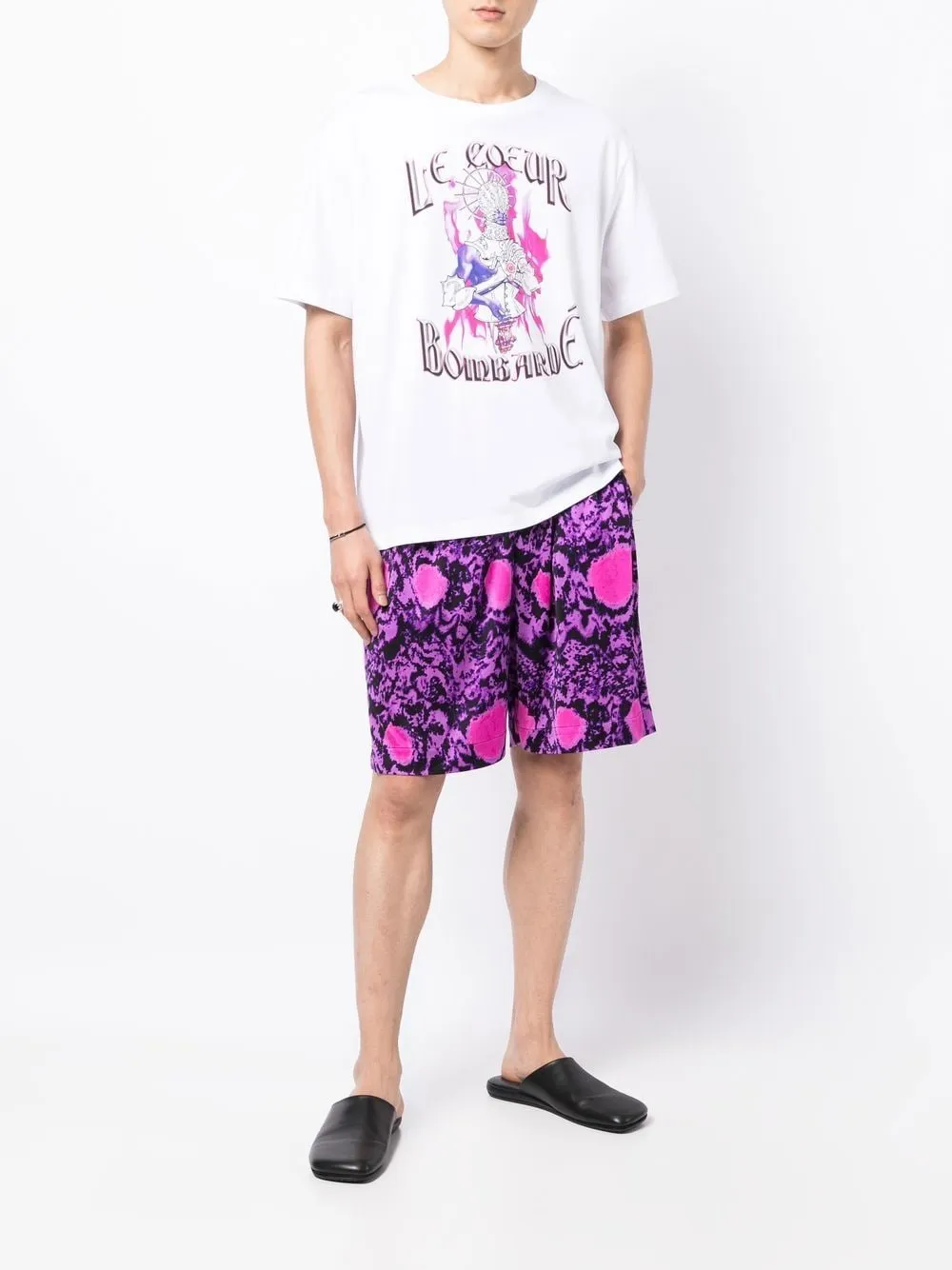 Abstract-Pattern Silk Shorts