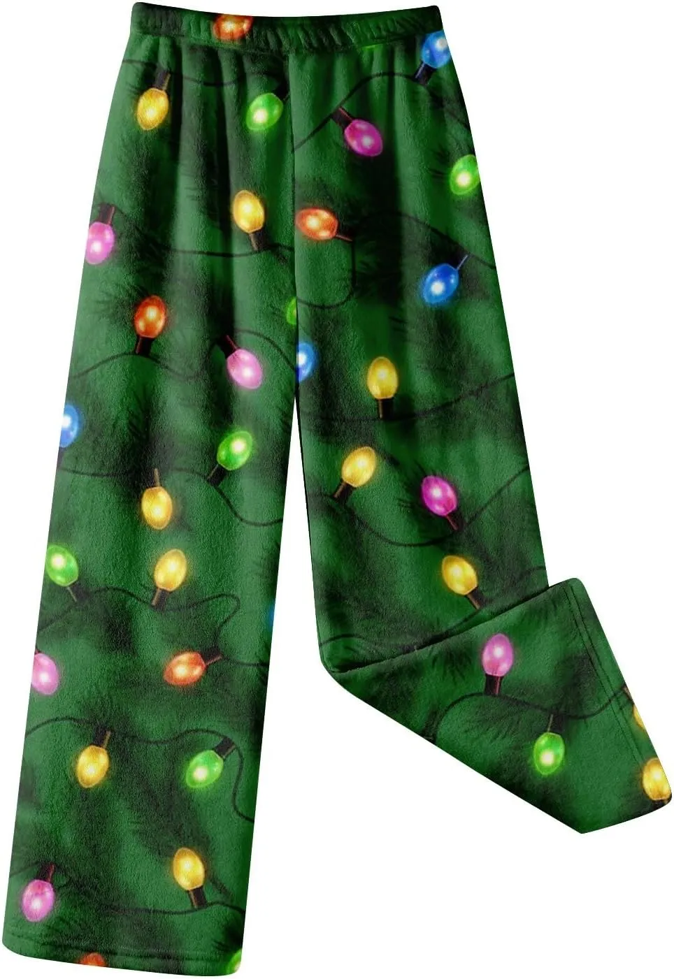 ADHOWBEW Winter Pajamas for Women 2024 Christmas Flannel Pjs Wide Leg Bottoms Casual Fuzzy Pants