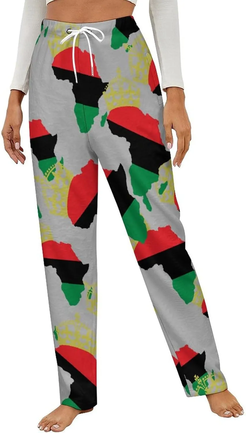 African American Pride Women's Flannel Pajama Pants Fleece Lounge Sleep Bottoms PJ