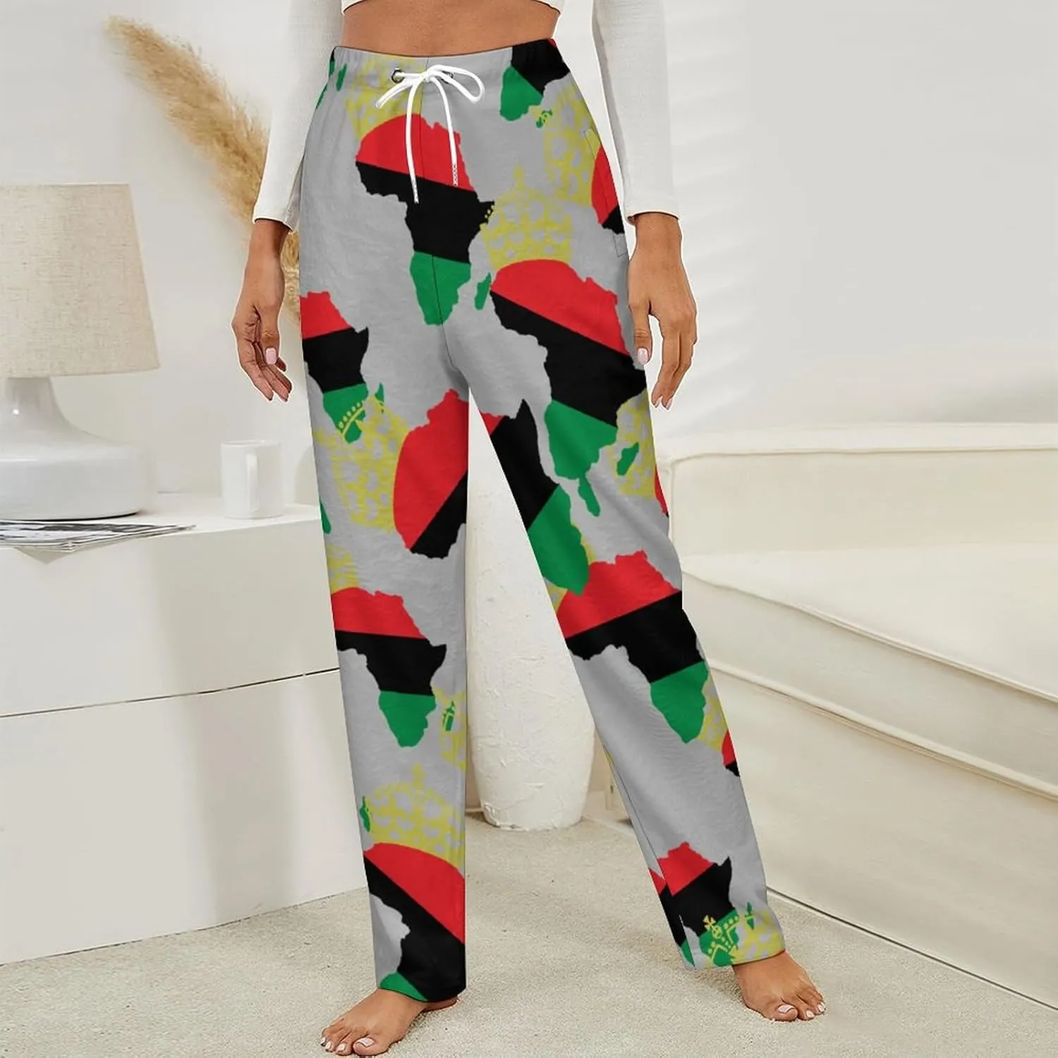 African American Pride Women's Flannel Pajama Pants Fleece Lounge Sleep Bottoms PJ