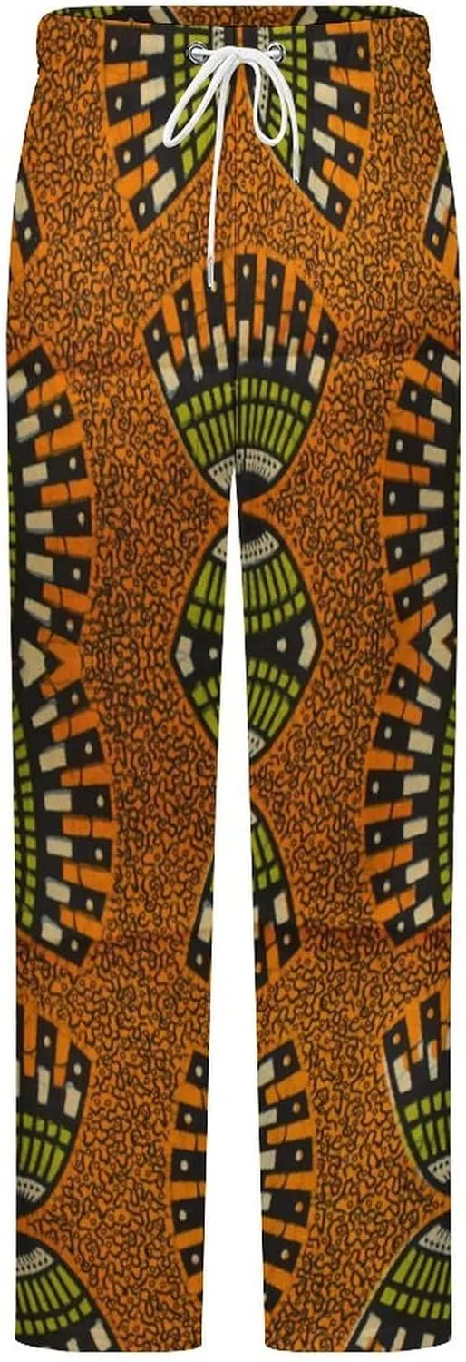 African Ankara Pattern Women's Flannel Pajama Pants Fleece Lounge Sleep Bottoms PJ
