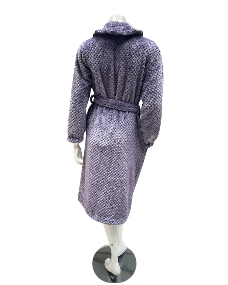 AL302LV Lavender Textured Furry Morning Robe & Eye Mask