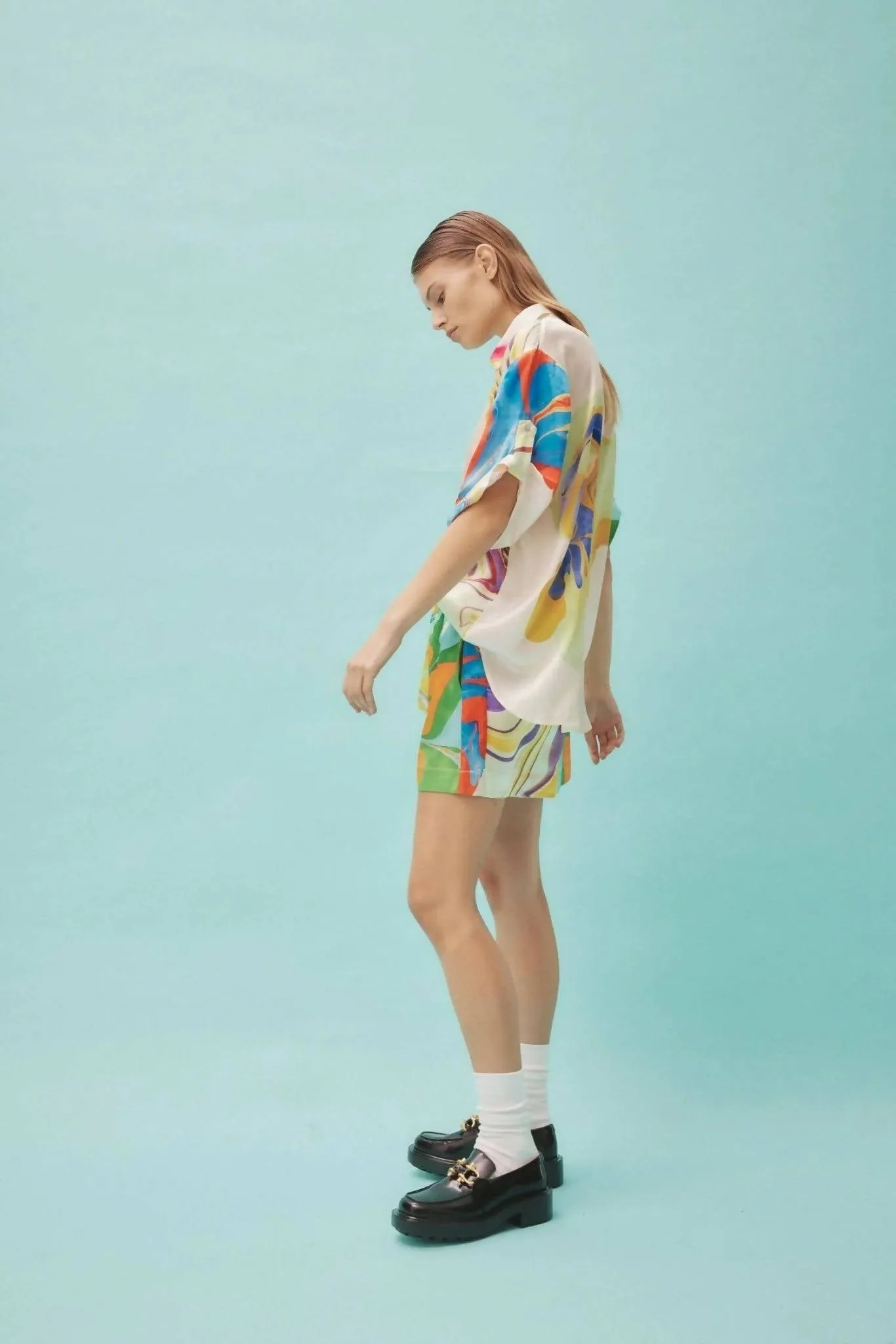 Alemais Luca Silk Shirt and Short Set Multi Size 16