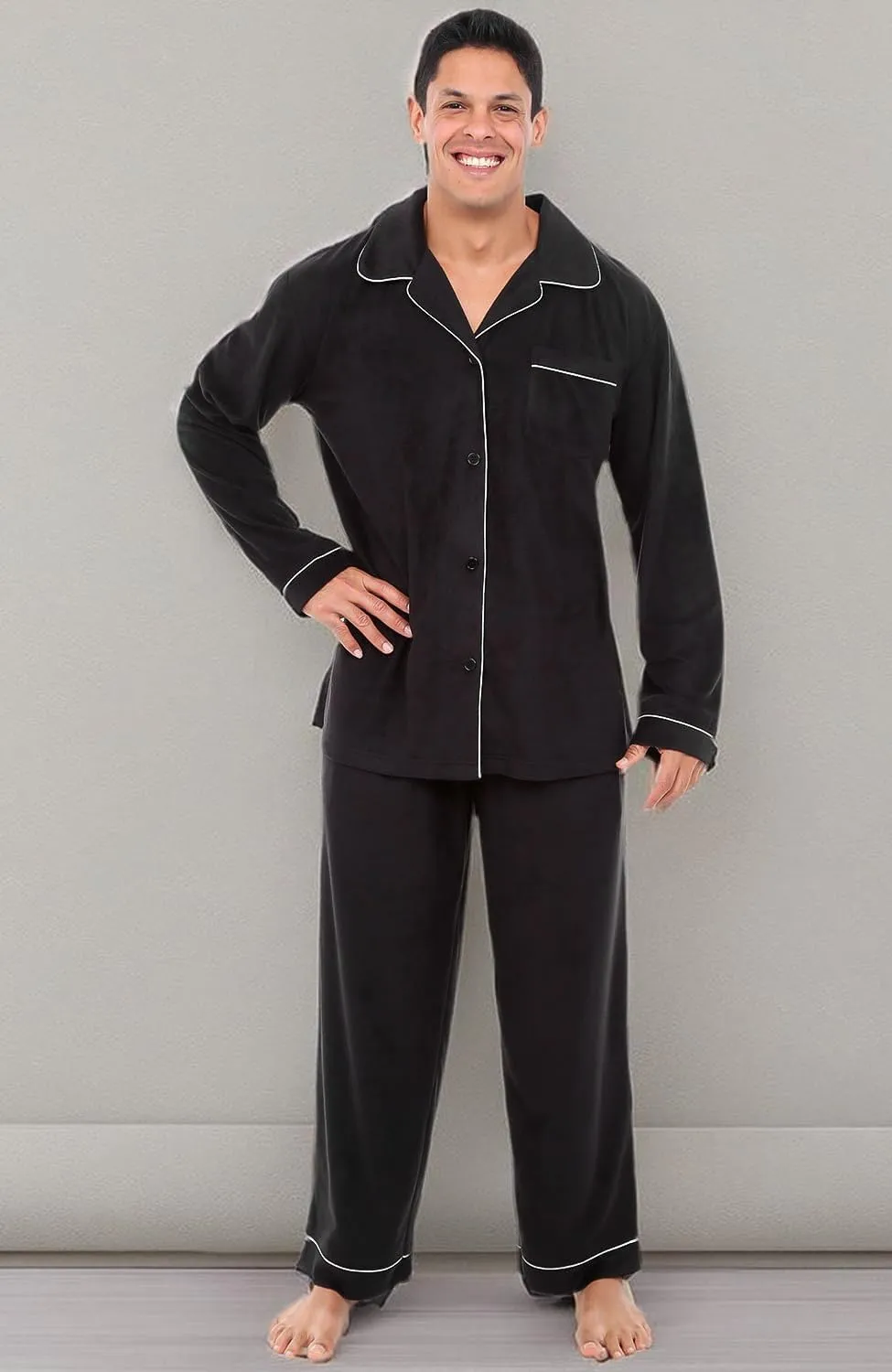 Alexander Del Rossa Men's Fleece Pajamas Set, Mens Warm Pajamas Set for, Mens Fleece PJs