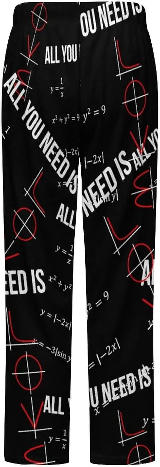 All You Need Is Love Math Women's Flannel Pajama Pants Fleece Lounge Sleep Bottoms PJ