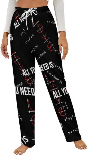 All You Need Is Love Math Women's Flannel Pajama Pants Fleece Lounge Sleep Bottoms PJ