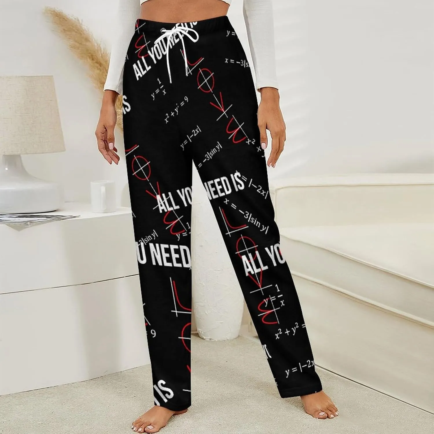All You Need Is Love Math Women's Flannel Pajama Pants Fleece Lounge Sleep Bottoms PJ