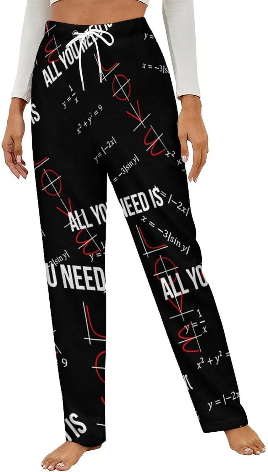 All You Need Is Love Math Women's Flannel Pajama Pants Fleece Lounge Sleep Bottoms PJ
