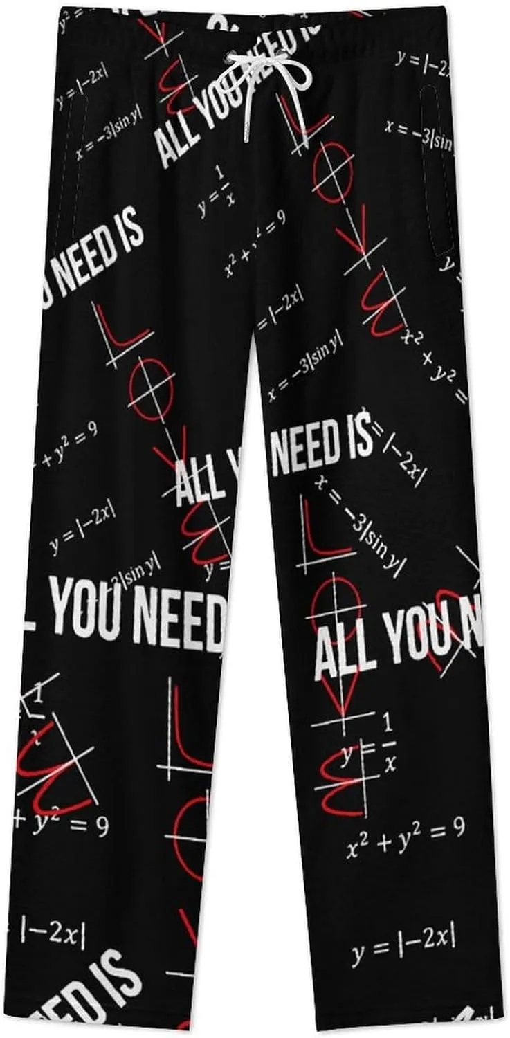 All You Need Is Love Math Women's Flannel Pajama Pants Fleece Lounge Sleep Bottoms PJ