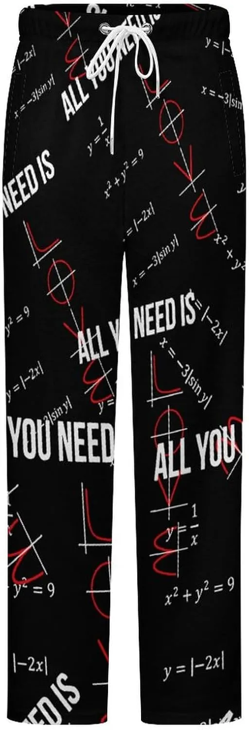 All You Need Is Love Math Women's Flannel Pajama Pants Fleece Lounge Sleep Bottoms PJ